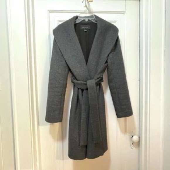 ANN Taylor winter coat small tie 51% wool, 49% polyester warm S wrap layers - Picture 5 of 6